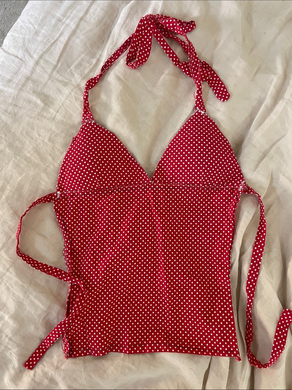 Red Polka Dot Tie up Top